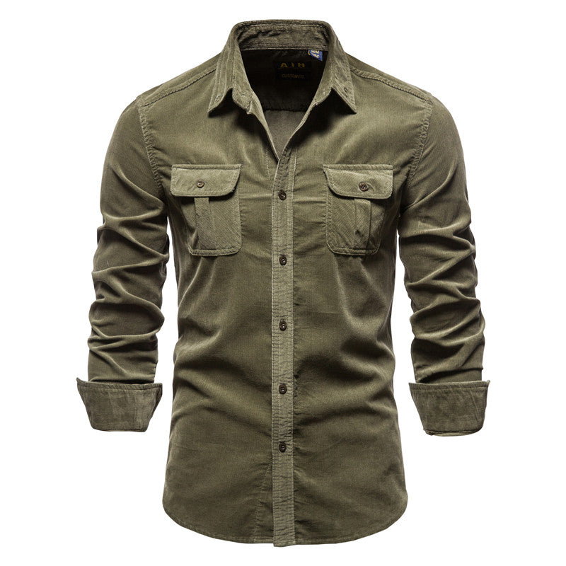 Smart slim-fit button-up shirt for men -3