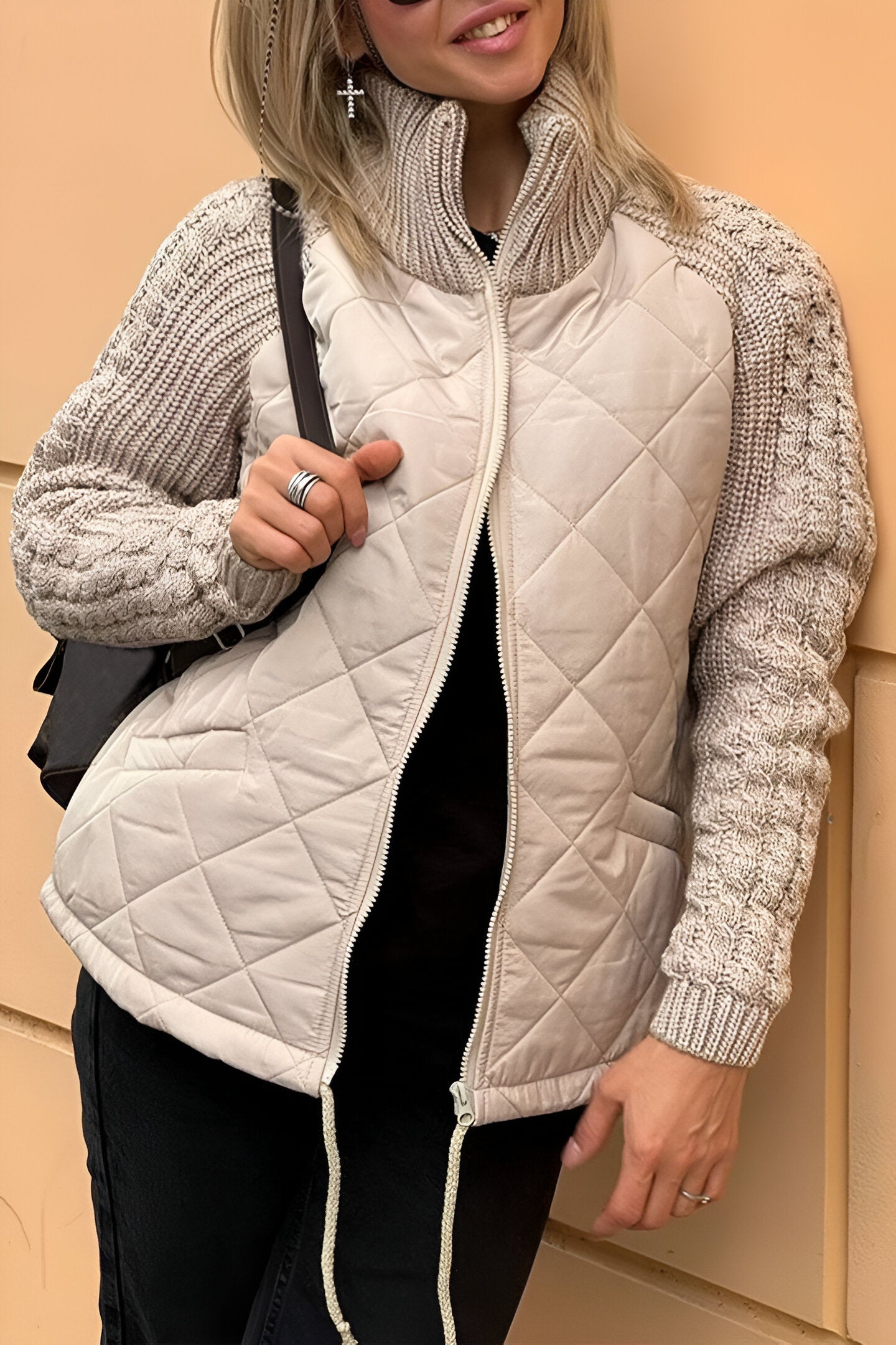 Cosy knit patchwork everyday jacket for women | ANIYA - 1