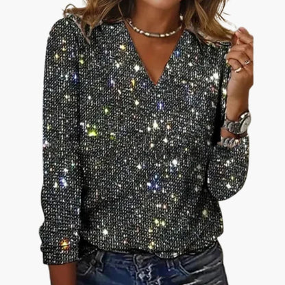 Relaxed v-neck knit sweater for women - 3