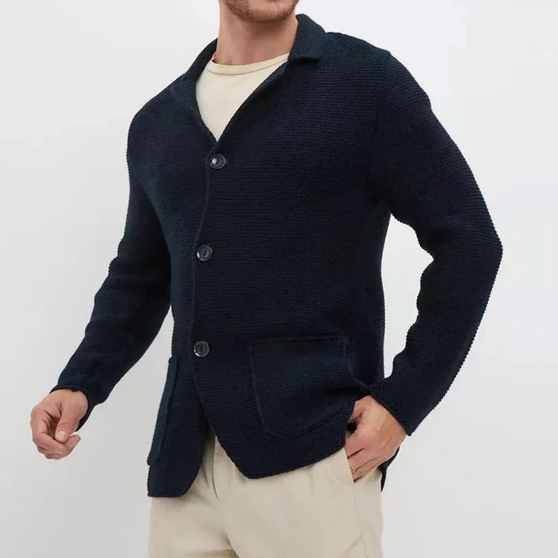 Tailored Button Front Knit Cardigan Cozy For Men | Matteo