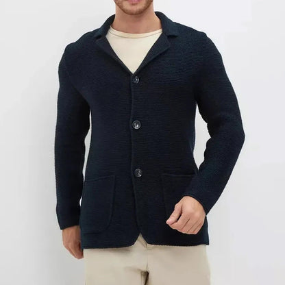 Tailored Button Front Knit Cardigan Cozy For Men | Matteo