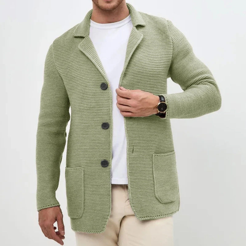 Tailored Button Front Knit Cardigan Cozy For Men | Matteo
