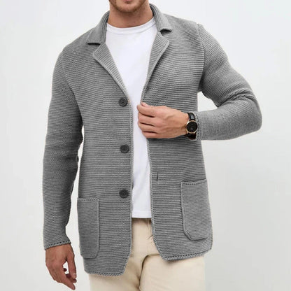 Tailored Button Front Knit Cardigan Cozy For Men | Matteo