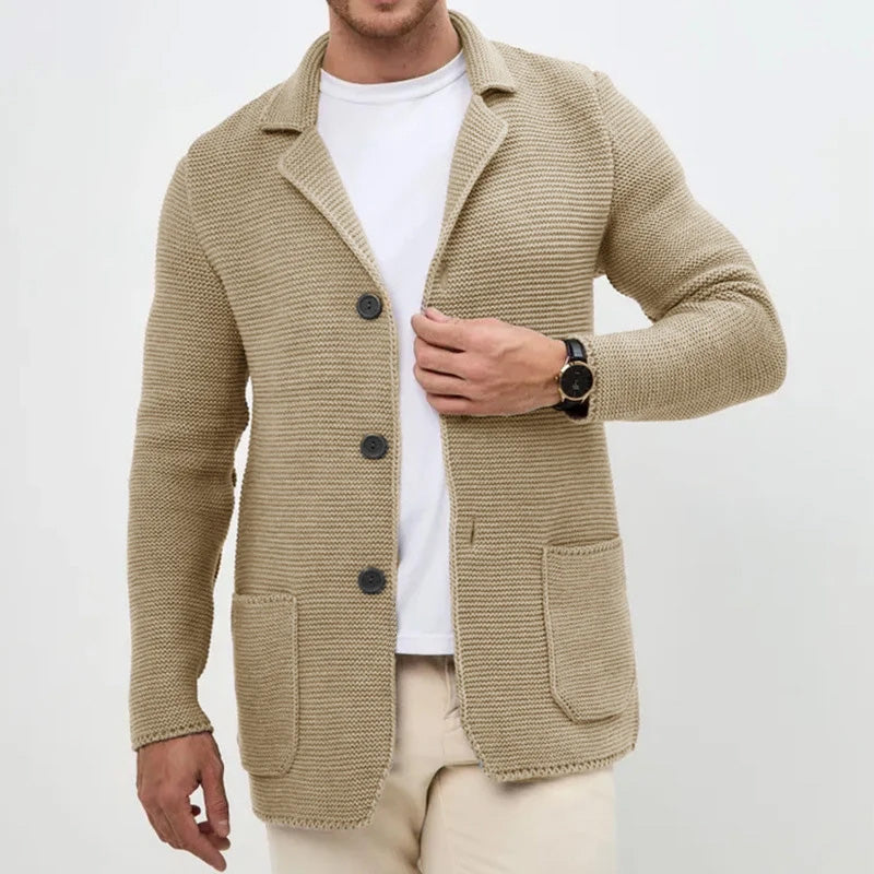 Tailored Button Front Knit Cardigan Cozy For Men | Matteo