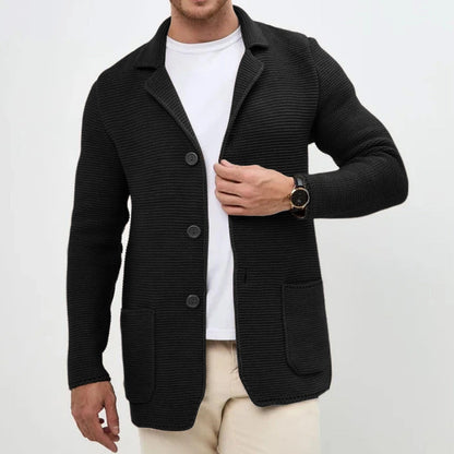 Tailored Button Front Knit Cardigan Cozy For Men | Matteo