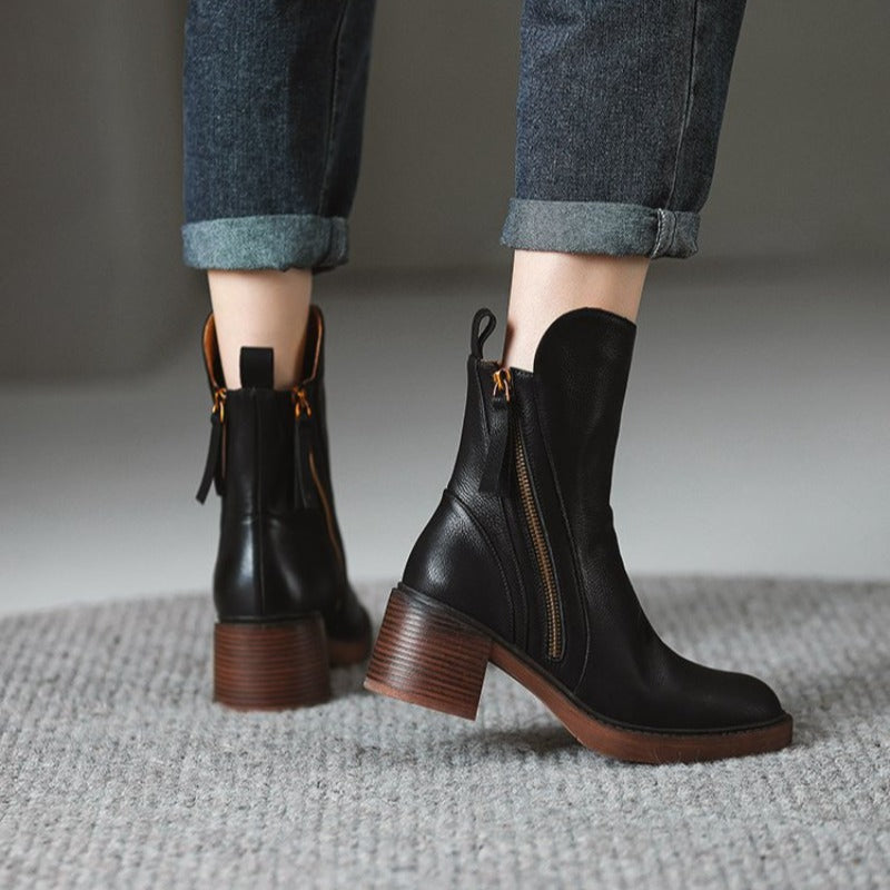 Elegant leather ankle boots for women | Selene - 8