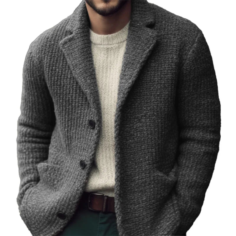 Classic cosy open-front cardigan for men | Derek - 1