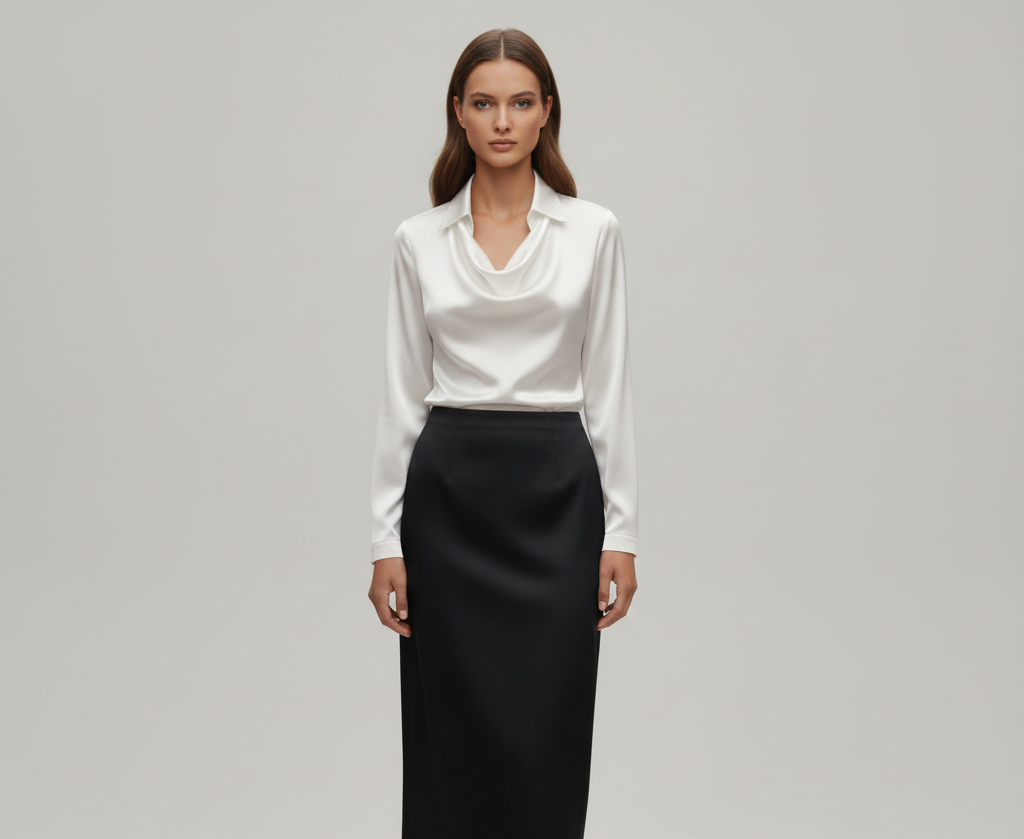 Refined gathered long-sleeve blouse for women -6
