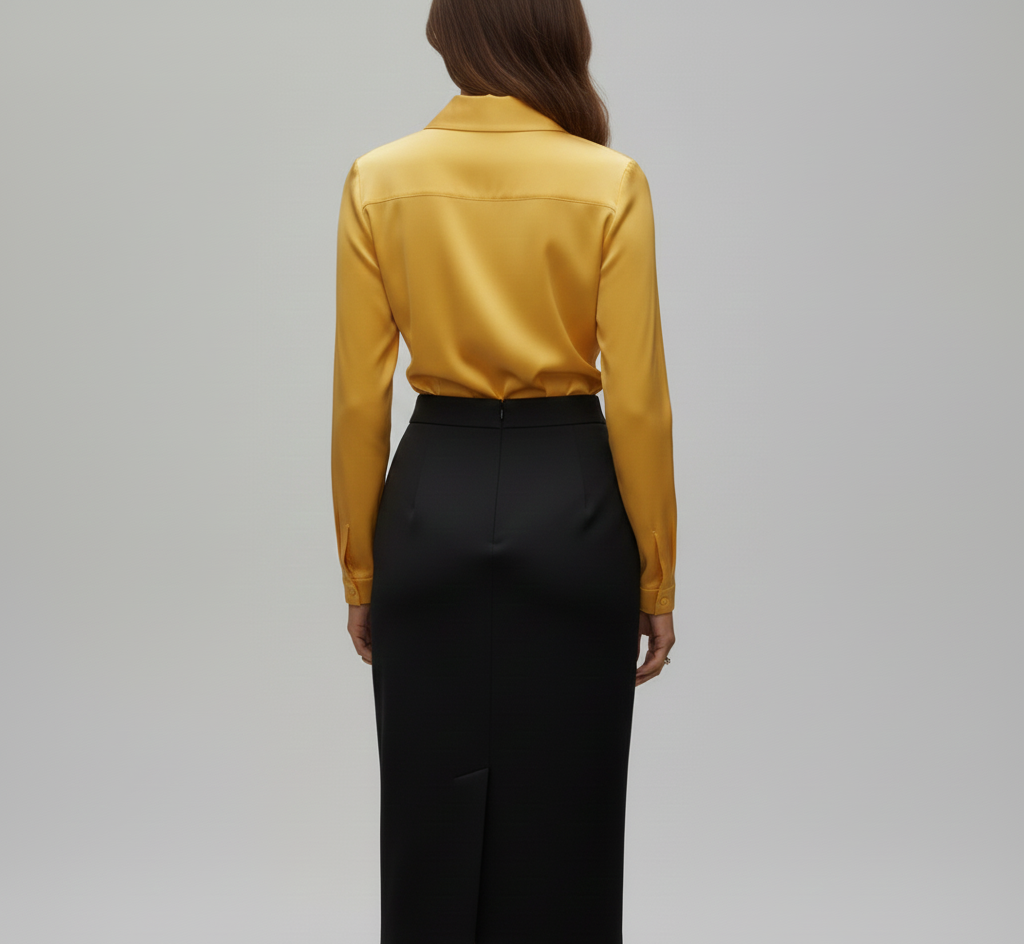Refined gathered long-sleeve blouse for women -3
