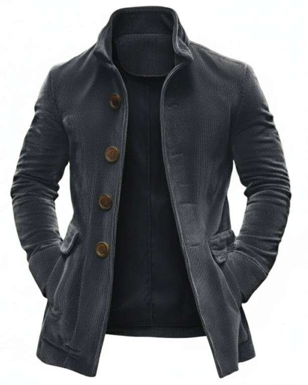 Textured ribbed everyday winter coat for men | Rainer -3