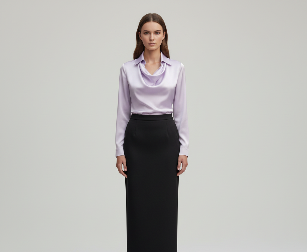 Refined gathered long-sleeve blouse for women -11