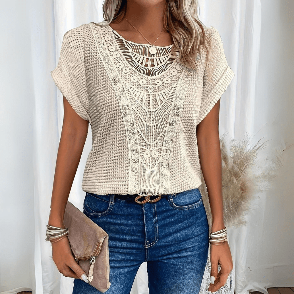 Elegant relaxed Ibiza-style casual top for women | Simone -1