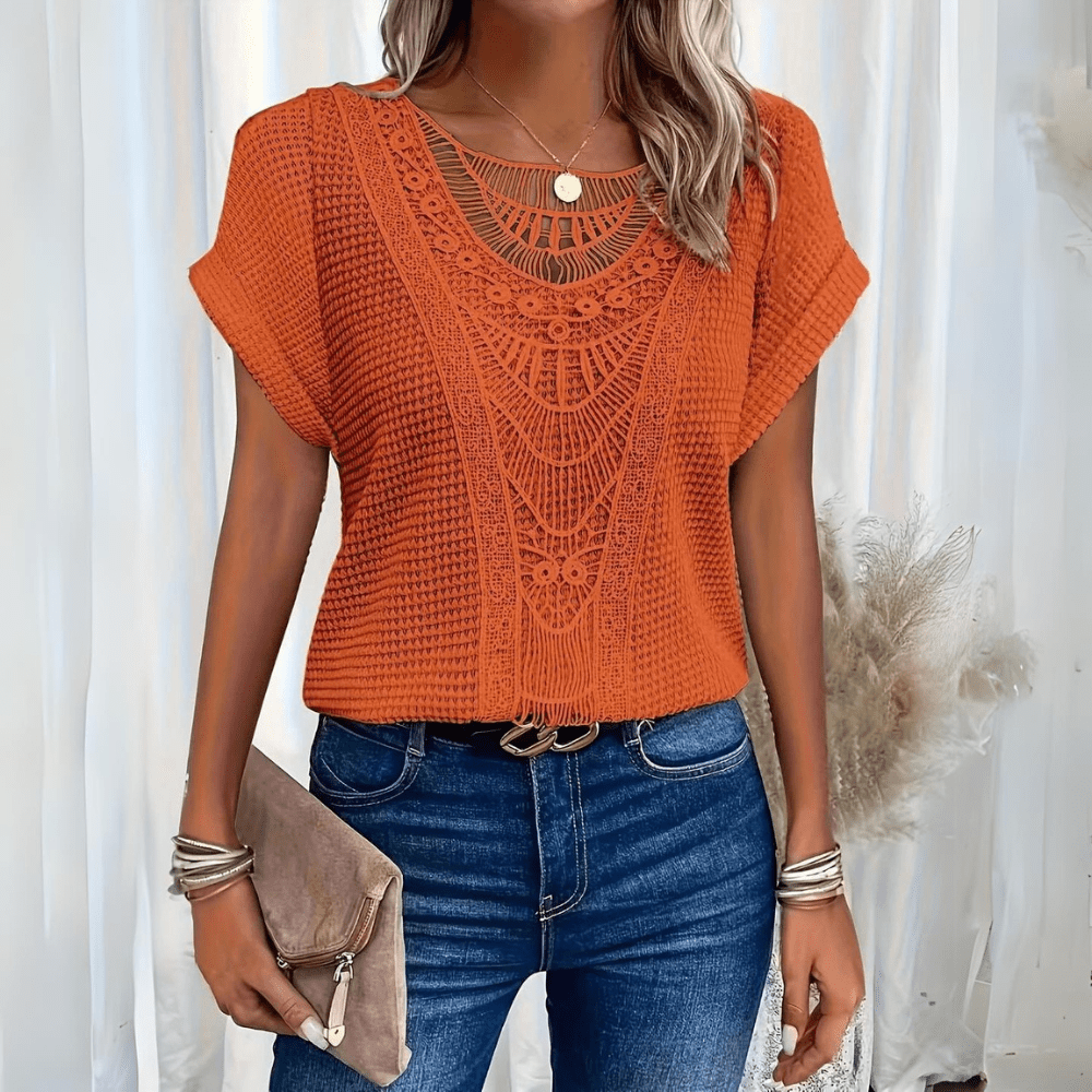 Elegant relaxed Ibiza-style casual top for women | Simone -4
