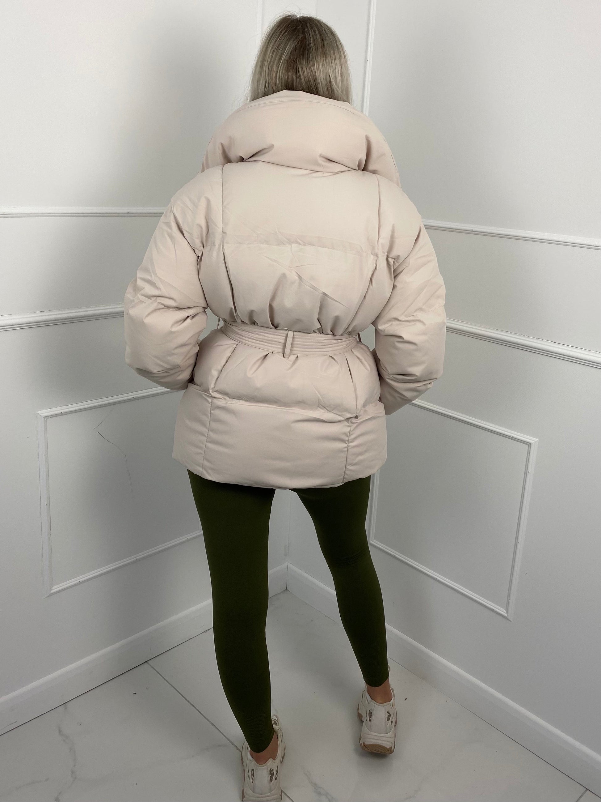 Warm short belted puffer jacket for women | KARLY - 12