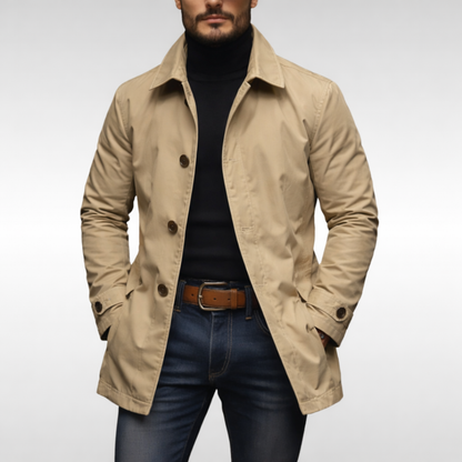 Elegant double-breasted wool coat for men | Arlis -4