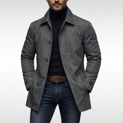 Elegant double-breasted wool coat for men | Arlis -1