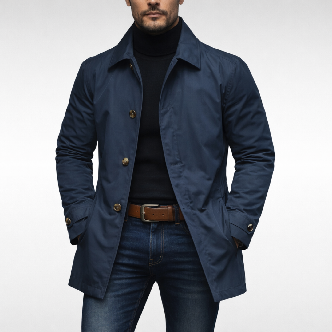 Elegant double-breasted wool coat for men | Arlis -2