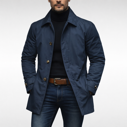 Elegant double-breasted wool coat for men | Arlis -2