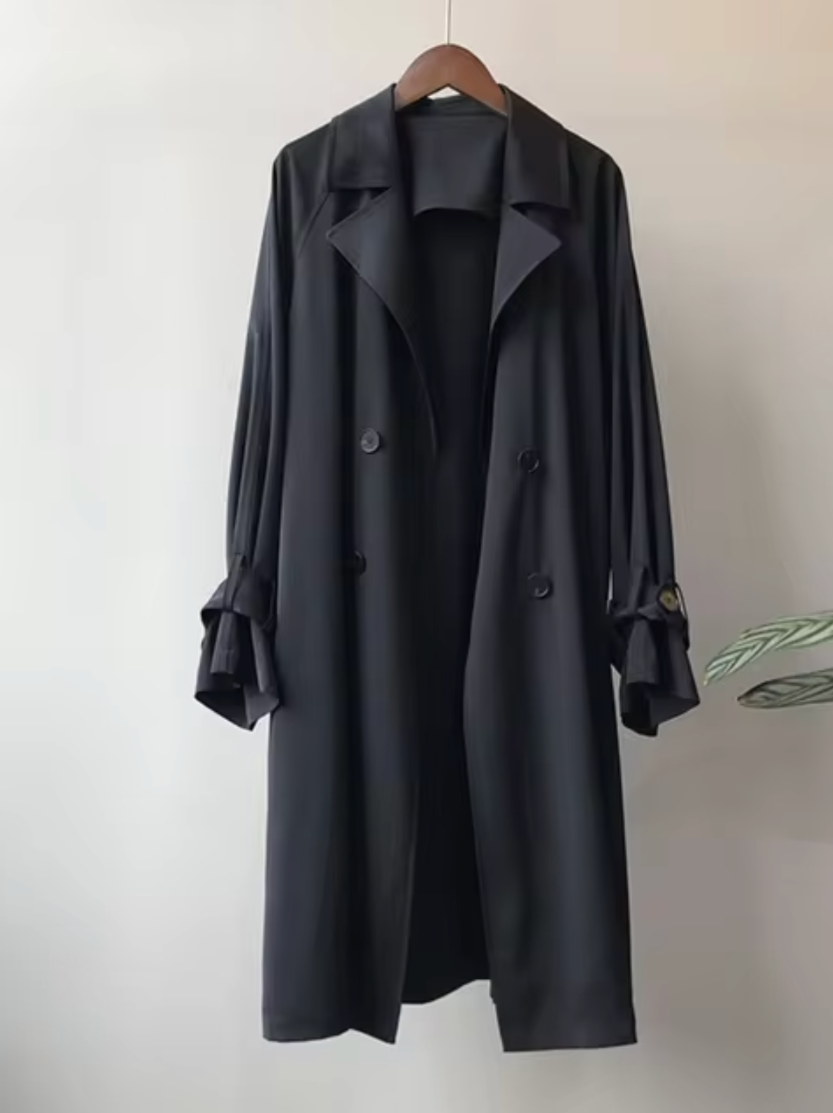 Elegant longline button-through coat for women -1