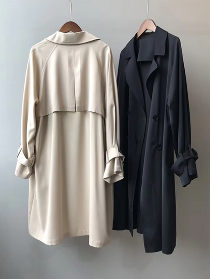 Elegant longline button-through coat for women -4