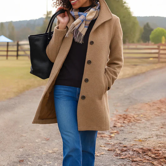 Classic Button Front Heritage Coat Stylish For Women | Emilia