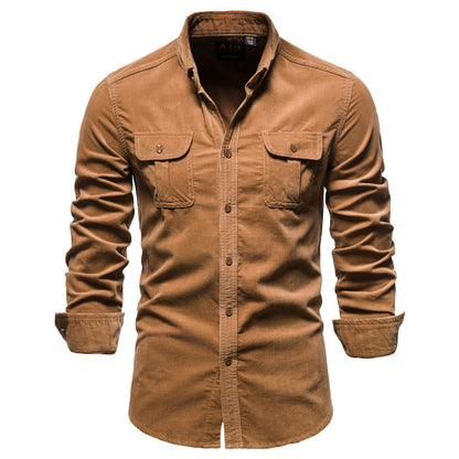 Smart slim-fit button-up shirt for men -1