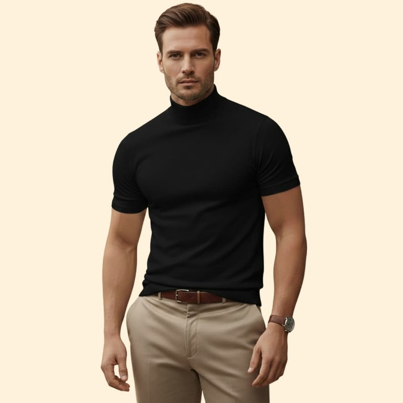 Modern mock-neck everyday tee for men -9