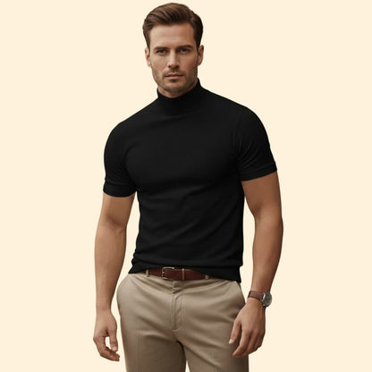 Modern mock-neck everyday tee for men -9