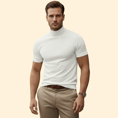 Modern mock-neck everyday tee for men -12