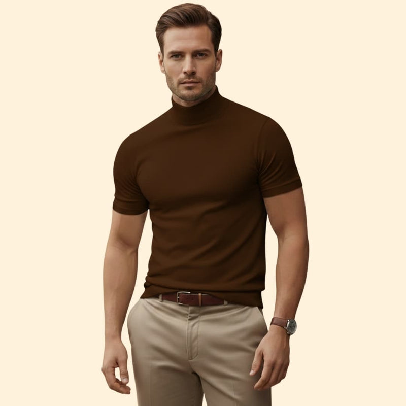 Modern mock-neck everyday tee for men -8