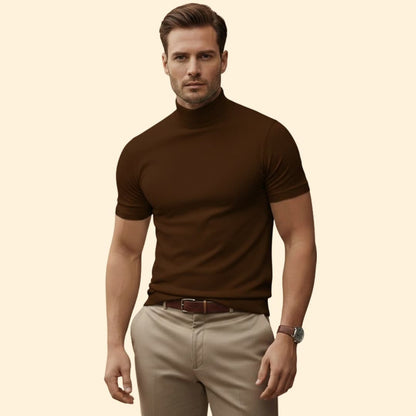 Modern mock-neck everyday tee for men -8
