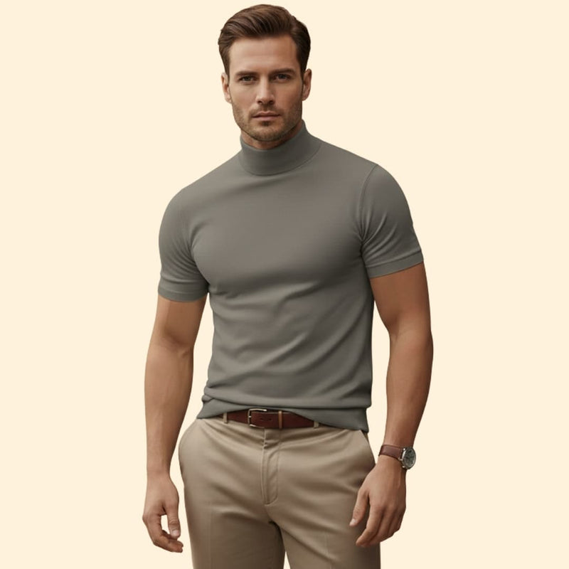 Modern mock-neck everyday tee for men -10