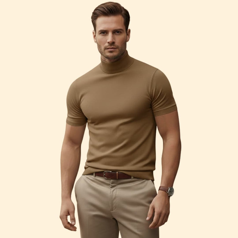 Modern mock-neck everyday tee for men -11