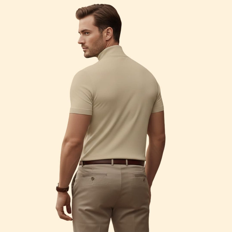Modern mock-neck everyday tee for men -5