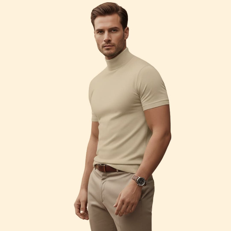 Modern mock-neck everyday tee for men -3