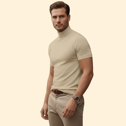 Modern mock-neck everyday tee for men -3