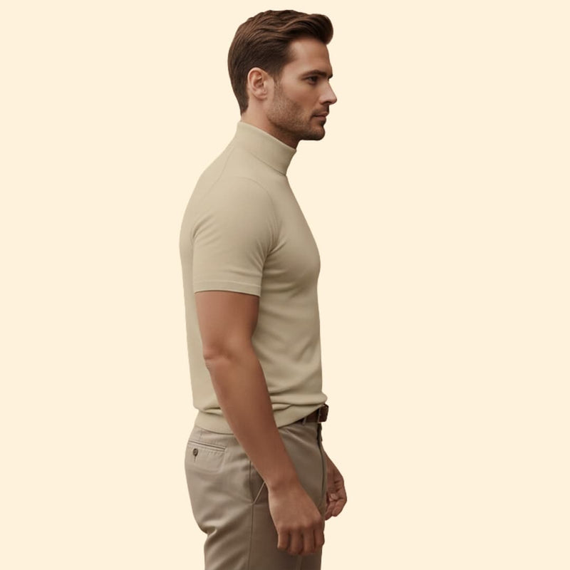 Modern mock-neck everyday tee for men -4