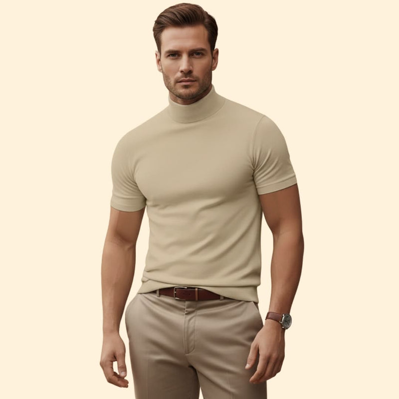Modern mock-neck everyday tee for men -2