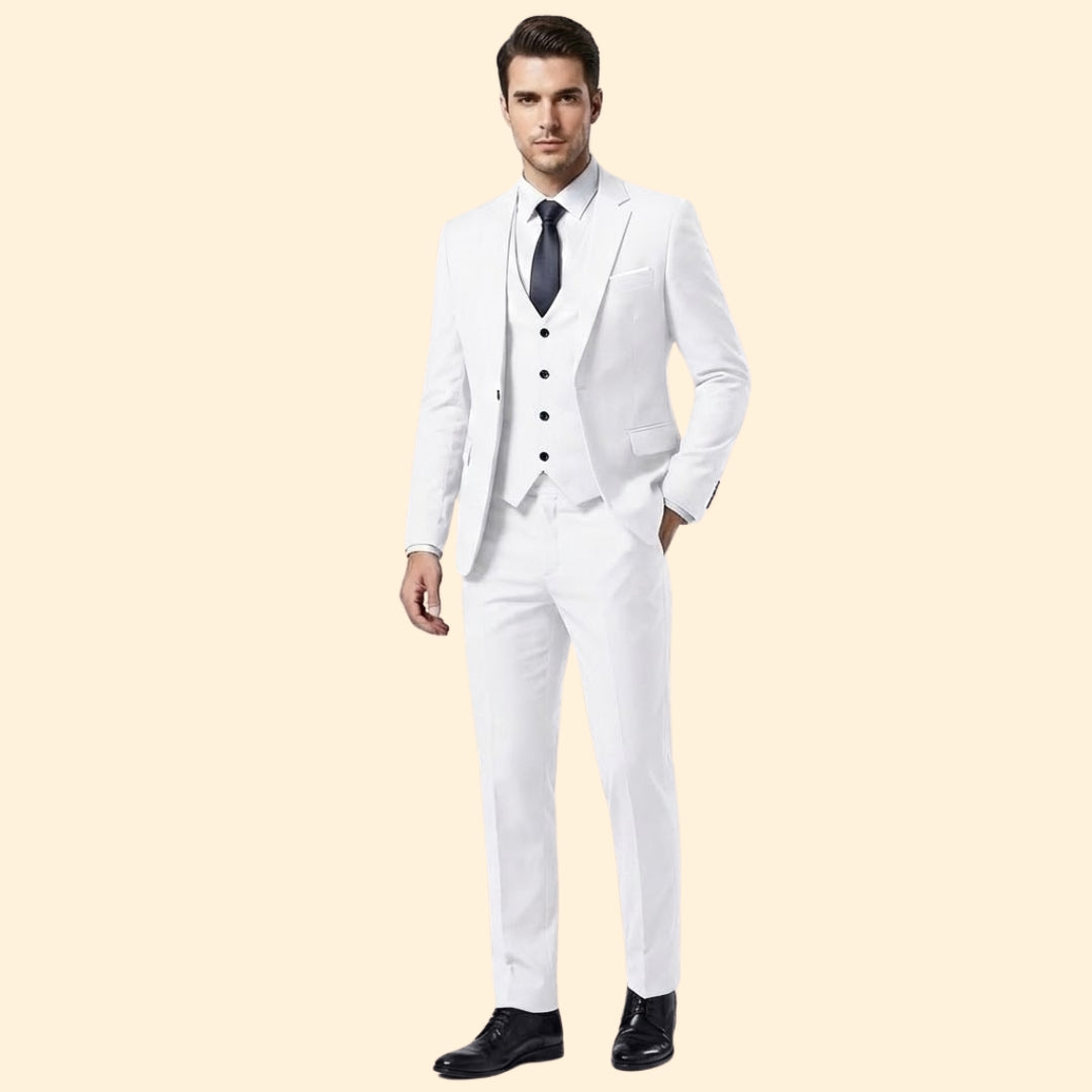 Classic three-piece suit set with blazer, vest and trousers for men | Lorvian