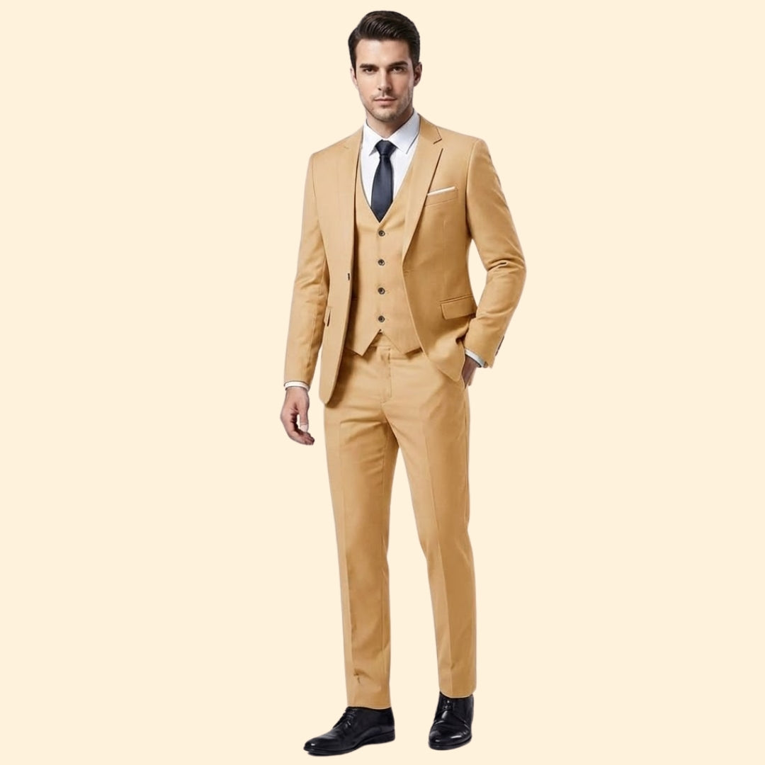 Classic three-piece suit set with blazer, vest and trousers for men | Lorvian
