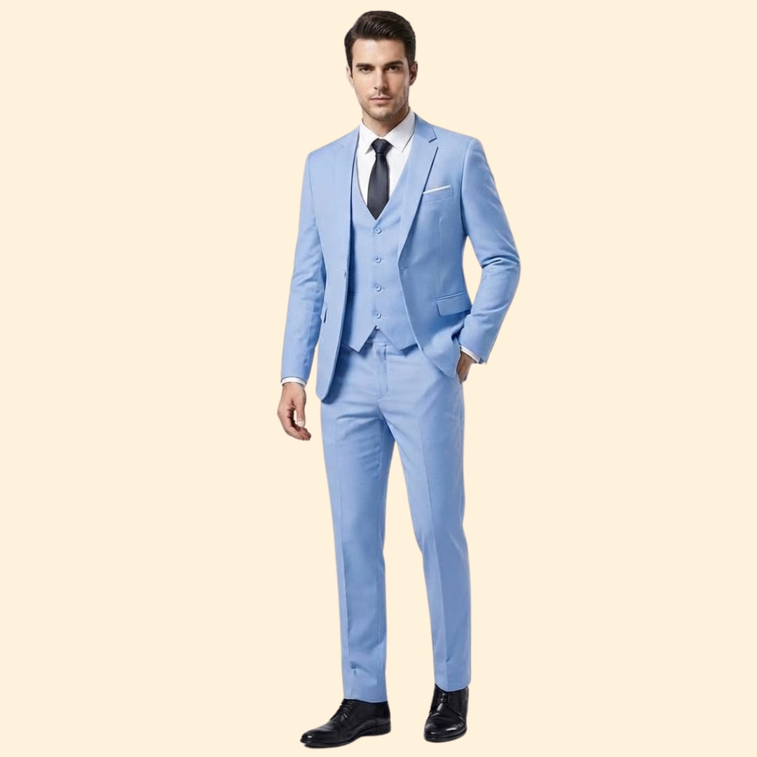 Classic three-piece suit set with blazer, vest and trousers for men | Lorvian