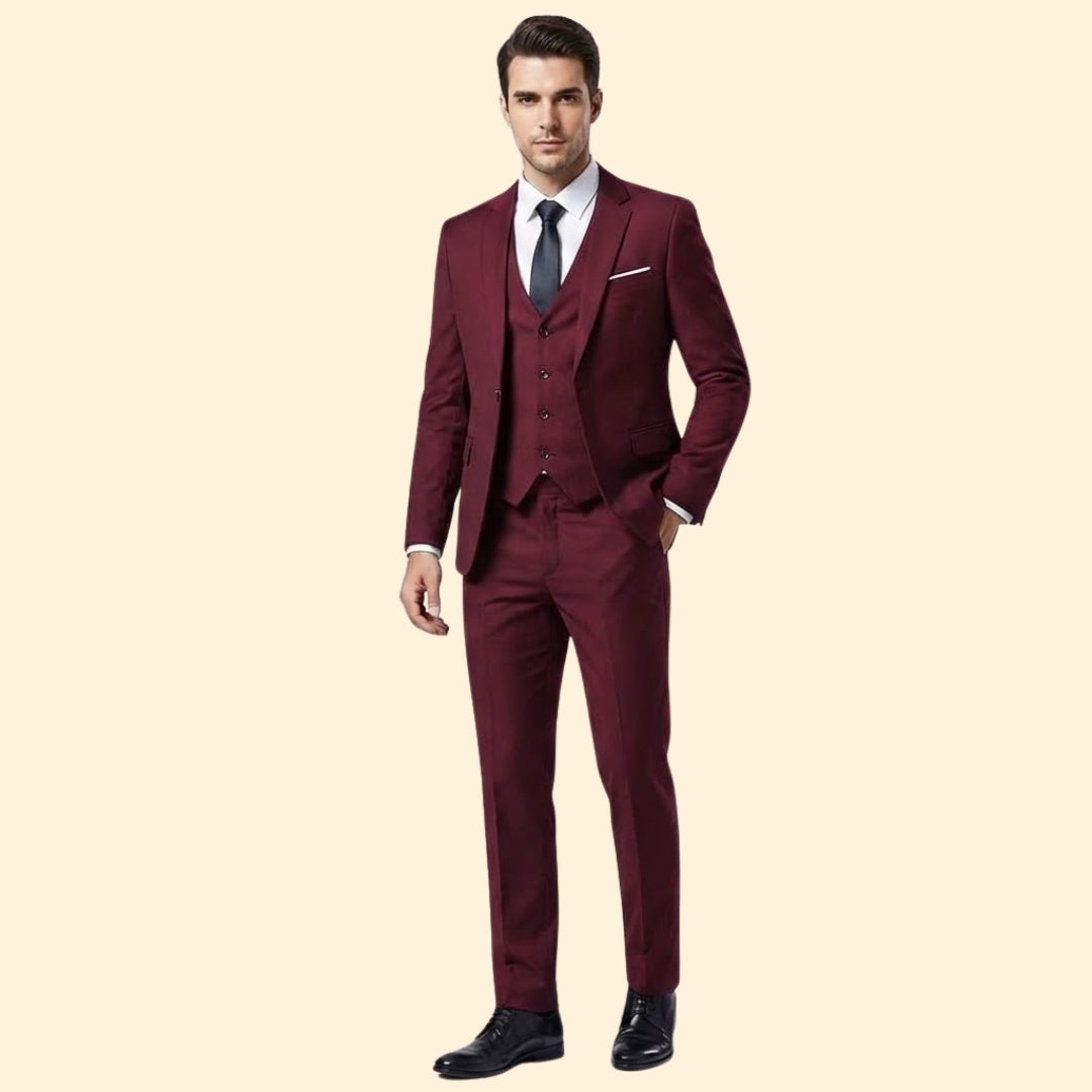 Classic three-piece suit set with blazer, vest and trousers for men | Lorvian