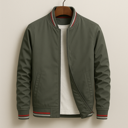 Lightweight Bomber Jacket Stripe Detail For Men Jacket -3