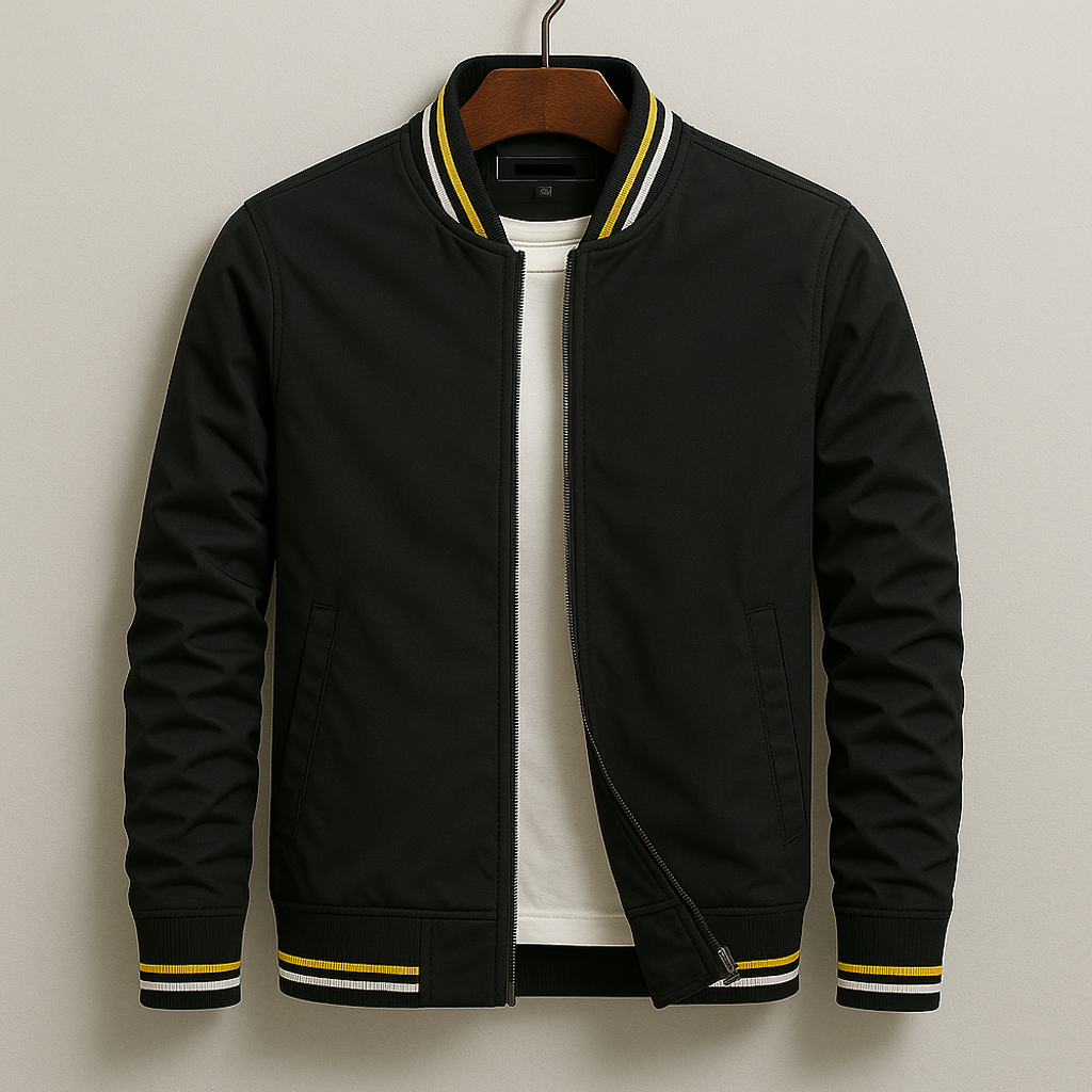 Lightweight Bomber Jacket Stripe Detail For Men Jacket -6