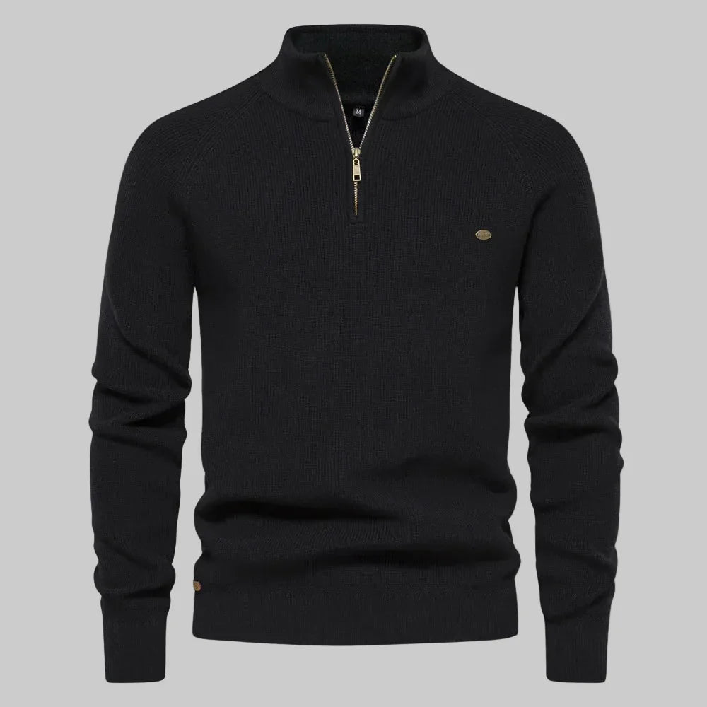 Half-zip jumper with stand collar for men | Alvero