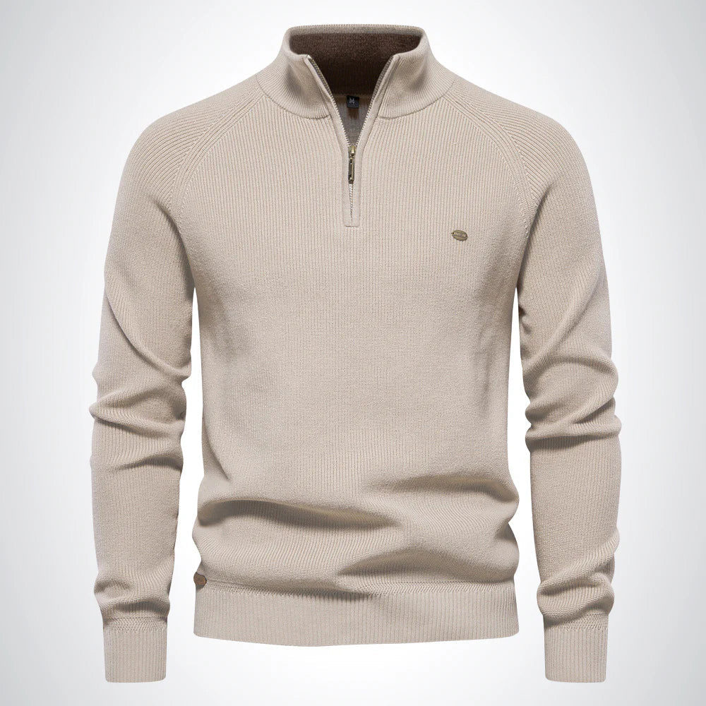 Half-zip jumper with stand collar for men | Alvero