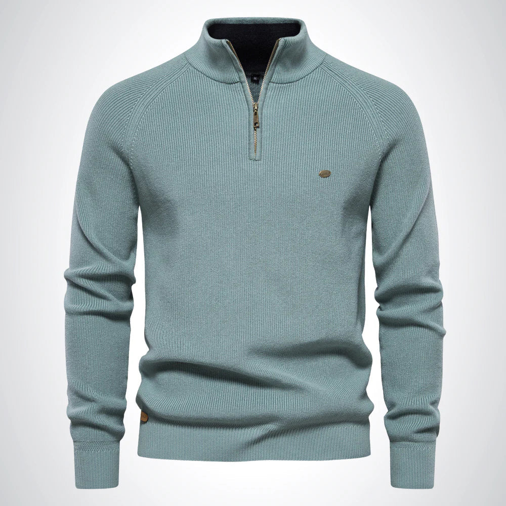 Half-zip jumper with stand collar for men | Alvero