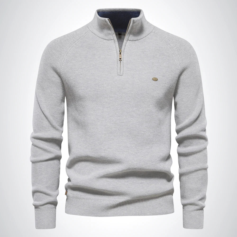 Half-zip jumper with stand collar for men | Alvero