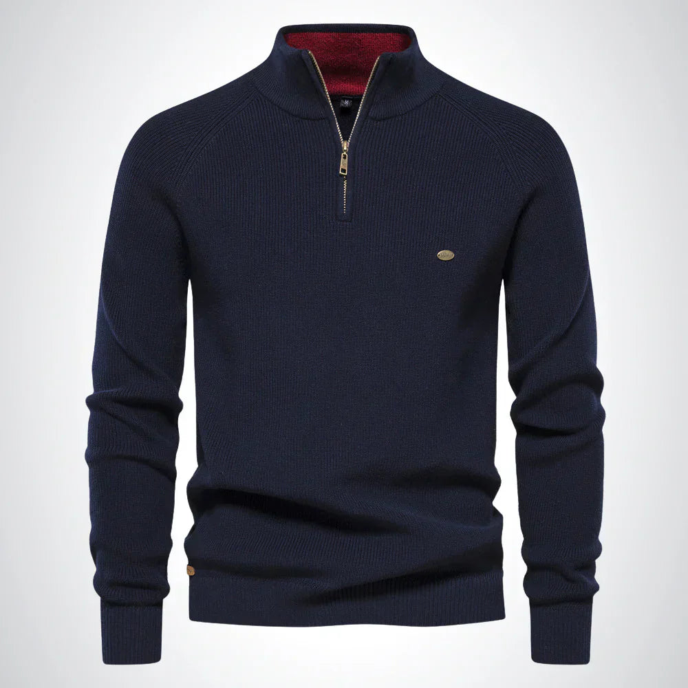 Half-zip jumper with stand collar for men | Alvero