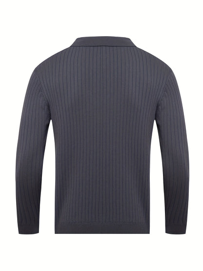 Classic V-neck knit sweater for men -7